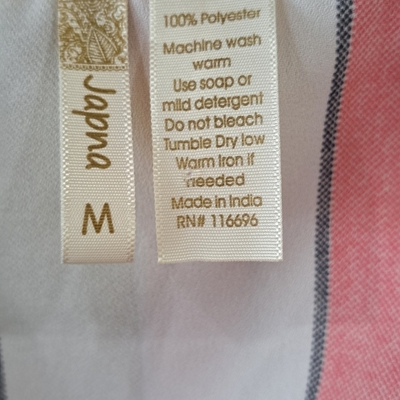 Japna Med Striped Creamsicle Short Sleeve Tie Waist Cropped Top  Blouse V-neck - Picture 3 of 10